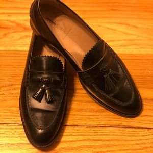 Black menswear-inspired J. Crew leather loafers